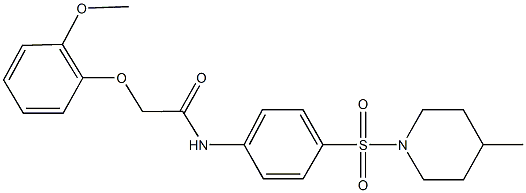 2-(2-methoxyphenoxy)-N-{4-[(4-methyl-1-piperidinyl)sulfonyl]phenyl}acetamide Struktur