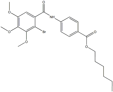 hexyl 4-[(2-bromo-3,4,5-trimethoxybenzoyl)amino]benzoate Struktur