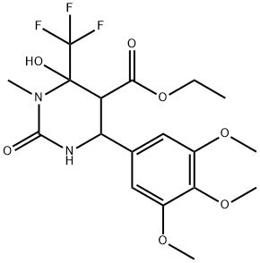 ethyl 6-hydroxy-1-methyl-2-oxo-6-(trifluoromethyl)-4-(3,4,5-trimethoxyphenyl)hexahydro-5-pyrimidinecarboxylate Struktur