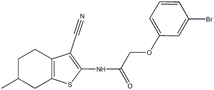 2-(3-bromophenoxy)-N-(3-cyano-6-methyl-4,5,6,7-tetrahydro-1-benzothien-2-yl)acetamide Struktur