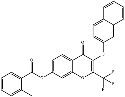 3-(2-naphthyloxy)-4-oxo-2-(trifluoromethyl)-4H-chromen-7-yl 2-methylbenzoate Struktur