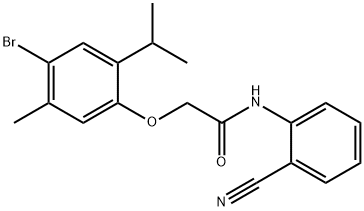 2-(4-bromo-2-isopropyl-5-methylphenoxy)-N-(2-cyanophenyl)acetamide Struktur