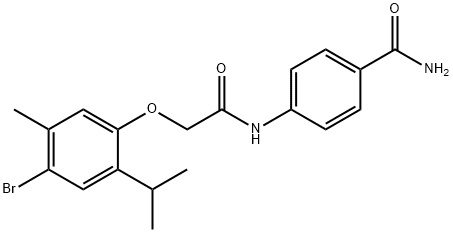 4-{[(4-bromo-2-isopropyl-5-methylphenoxy)acetyl]amino}benzamide Struktur