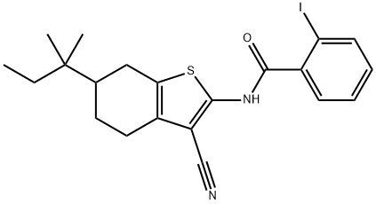 N-(3-cyano-6-tert-pentyl-4,5,6,7-tetrahydro-1-benzothien-2-yl)-2-iodobenzamide Struktur