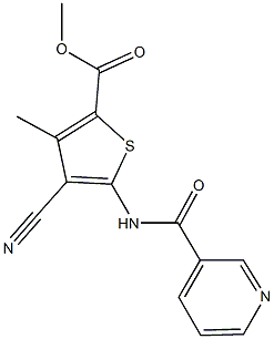 methyl 4-cyano-3-methyl-5-[(3-pyridinylcarbonyl)amino]-2-thiophenecarboxylate Struktur