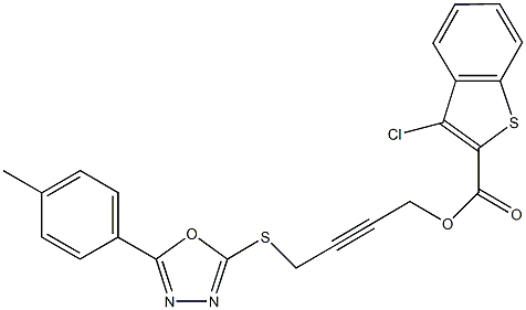 4-{[5-(4-methylphenyl)-1,3,4-oxadiazol-2-yl]sulfanyl}but-2-ynyl 3-chloro-1-benzothiophene-2-carboxylate Struktur