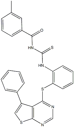 N-(3-methylbenzoyl)-N'-{2-[(5-phenylthieno[2,3-d]pyrimidin-4-yl)sulfanyl]phenyl}thiourea Struktur