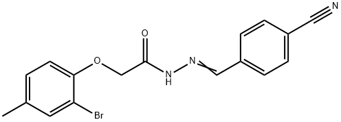 2-(2-bromo-4-methylphenoxy)-N'-(4-cyanobenzylidene)acetohydrazide Struktur