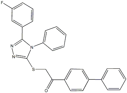 1-[1,1'-biphenyl]-4-yl-2-{[5-(3-fluorophenyl)-4-phenyl-4H-1,2,4-triazol-3-yl]sulfanyl}ethanone Struktur