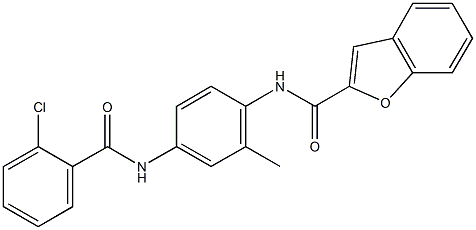 N-{4-[(2-chlorobenzoyl)amino]-2-methylphenyl}-1-benzofuran-2-carboxamide Struktur