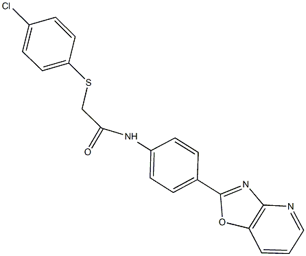 2-[(4-chlorophenyl)sulfanyl]-N-(4-[1,3]oxazolo[4,5-b]pyridin-2-ylphenyl)acetamide Struktur