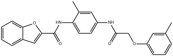 N-(2-methyl-4-{[(3-methylphenoxy)acetyl]amino}phenyl)-1-benzofuran-2-carboxamide Struktur