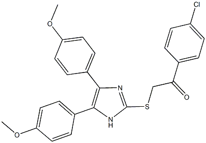 2-{[4,5-bis(4-methoxyphenyl)-1H-imidazol-2-yl]sulfanyl}-1-(4-chlorophenyl)ethanone Struktur