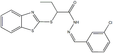 2-(1,3-benzothiazol-2-ylsulfanyl)-N'-(3-chlorobenzylidene)butanohydrazide Struktur