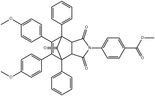 methyl 4-[8,9-bis(4-methoxyphenyl)-3,5,10-trioxo-1,7-diphenyl-4-azatricyclo[5.2.1.0~2,6~]dec-8-en-4-yl]benzoate Struktur