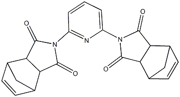 4-[6-(3,5-dioxo-4-azatricyclo[5.2.1.0~2,6~]dec-8-en-4-yl)pyridin-2-yl]-4-azatricyclo[5.2.1.0~2,6~]dec-8-ene-3,5-dione Struktur