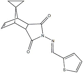 4-[(2-thienylmethylene)amino]-spiro(4-azatricyclo[5.2.1.0~2,6~]dec-8-ene-10,1'-cyclopropane)-3,5-dione Struktur