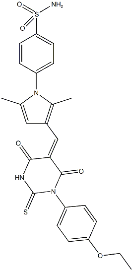 4-{3-[(1-(4-ethoxyphenyl)-4,6-dioxo-2-thioxotetrahydro-5(2H)-pyrimidinylidene)methyl]-2,5-dimethyl-1H-pyrrol-1-yl}benzenesulfonamide Struktur