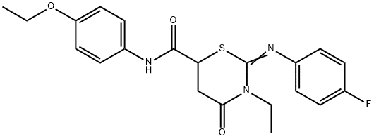 N-(4-ethoxyphenyl)-3-ethyl-2-[(4-fluorophenyl)imino]-4-oxo-1,3-thiazinane-6-carboxamide Struktur