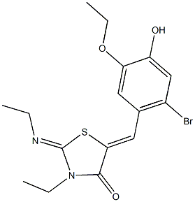 5-(2-bromo-5-ethoxy-4-hydroxybenzylidene)-3-ethyl-2-(ethylimino)-1,3-thiazolidin-4-one Struktur