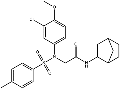 N-bicyclo[2.2.1]hept-2-yl-2-{3-chloro-4-methoxy[(4-methylphenyl)sulfonyl]anilino}acetamide Struktur