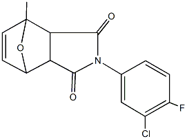 4-(3-chloro-4-fluorophenyl)-1-methyl-10-oxa-4-azatricyclo[5.2.1.0~2,6~]dec-8-ene-3,5-dione Struktur