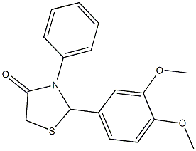 2-(3,4-dimethoxyphenyl)-3-phenyl-1,3-thiazolidin-4-one Struktur