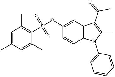 3-acetyl-2-methyl-1-phenyl-1H-indol-5-yl 2,4,6-trimethylbenzenesulfonate Struktur