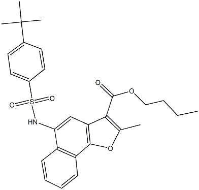 butyl 5-{[(4-tert-butylphenyl)sulfonyl]amino}-2-methylnaphtho[1,2-b]furan-3-carboxylate Struktur