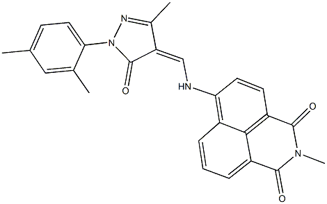 6-({[1-(2,4-dimethylphenyl)-3-methyl-5-oxo-1,5-dihydro-4H-pyrazol-4-ylidene]methyl}amino)-2-methyl-1H-benzo[de]isoquinoline-1,3(2H)-dione Struktur