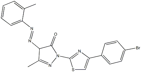 2-[4-(4-bromophenyl)-1,3-thiazol-2-yl]-5-methyl-4-[(2-methylphenyl)diazenyl]-2,4-dihydro-3H-pyrazol-3-one Struktur