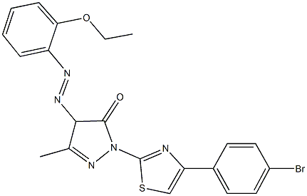 2-[4-(4-bromophenyl)-1,3-thiazol-2-yl]-4-[(2-ethoxyphenyl)diazenyl]-5-methyl-2,4-dihydro-3H-pyrazol-3-one Struktur