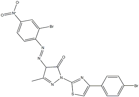 4-({2-bromo-4-nitrophenyl}diazenyl)-2-[4-(4-bromophenyl)-1,3-thiazol-2-yl]-5-methyl-2,4-dihydro-3H-pyrazol-3-one Struktur