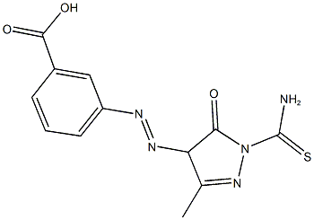 3-{[1-(aminocarbothioyl)-3-methyl-5-oxo-4,5-dihydro-1H-pyrazol-4-yl]diazenyl}benzoic acid Struktur