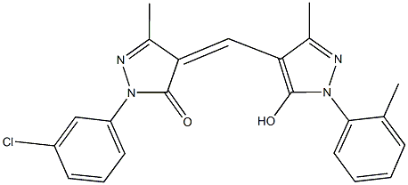 2-(3-chlorophenyl)-4-{[5-hydroxy-3-methyl-1-(2-methylphenyl)-1H-pyrazol-4-yl]methylene}-5-methyl-2,4-dihydro-3H-pyrazol-3-one Struktur