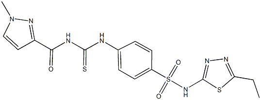 N-(5-ethyl-1,3,4-thiadiazol-2-yl)-4-[({[(1-methyl-1H-pyrazol-3-yl)carbonyl]amino}carbothioyl)amino]benzenesulfonamide Struktur