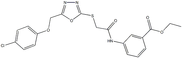 ethyl 3-{[({5-[(4-chlorophenoxy)methyl]-1,3,4-oxadiazol-2-yl}sulfanyl)acetyl]amino}benzoate Struktur