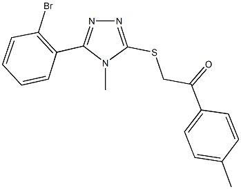 2-{[5-(2-bromophenyl)-4-methyl-4H-1,2,4-triazol-3-yl]sulfanyl}-1-(4-methylphenyl)ethanone Struktur