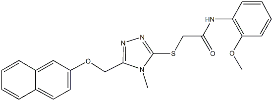 2-({4-methyl-5-[(naphthalen-2-yloxy)methyl]-4H-1,2,4-triazol-3-yl}sulfanyl)-N-[2-(methyloxy)phenyl]acetamide Struktur