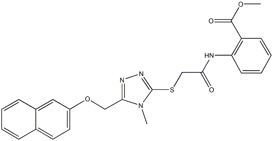 methyl 2-{[({4-methyl-5-[(2-naphthyloxy)methyl]-4H-1,2,4-triazol-3-yl}sulfanyl)acetyl]amino}benzoate Struktur