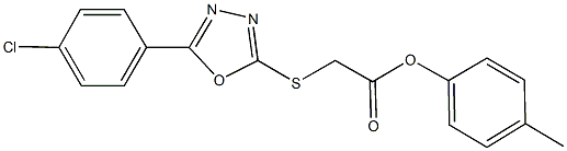 4-methylphenyl {[5-(4-chlorophenyl)-1,3,4-oxadiazol-2-yl]sulfanyl}acetate Struktur