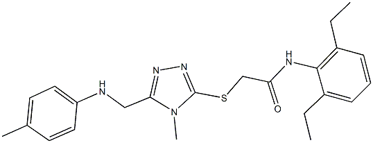 N-(2,6-diethylphenyl)-2-{[4-methyl-5-(4-toluidinomethyl)-4H-1,2,4-triazol-3-yl]sulfanyl}acetamide Struktur