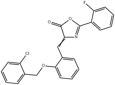 4-{2-[(2-chlorobenzyl)oxy]benzylidene}-2-(2-fluorophenyl)-1,3-oxazol-5(4H)-one Struktur