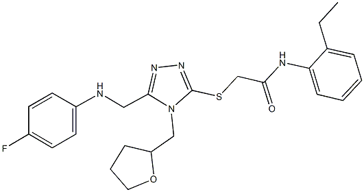 N-(2-ethylphenyl)-2-{[5-[(4-fluoroanilino)methyl]-4-(tetrahydro-2-furanylmethyl)-4H-1,2,4-triazol-3-yl]sulfanyl}acetamide Struktur