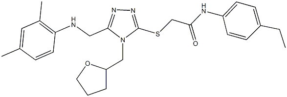 2-{[5-[(2,4-dimethylanilino)methyl]-4-(tetrahydro-2-furanylmethyl)-4H-1,2,4-triazol-3-yl]sulfanyl}-N-(4-ethylphenyl)acetamide Struktur