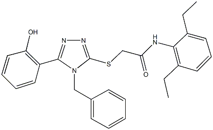 2-{[4-benzyl-5-(2-hydroxyphenyl)-4H-1,2,4-triazol-3-yl]sulfanyl}-N-(2,6-diethylphenyl)acetamide Struktur