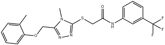 2-({4-methyl-5-[(2-methylphenoxy)methyl]-4H-1,2,4-triazol-3-yl}sulfanyl)-N-[3-(trifluoromethyl)phenyl]acetamide Struktur