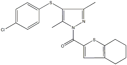 4-chlorophenyl 3,5-dimethyl-1-(4,5,6,7-tetrahydro-1-benzothien-2-ylcarbonyl)-1H-pyrazol-4-yl sulfide Struktur