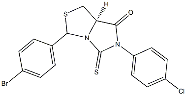 3-(4-bromophenyl)-6-(4-chlorophenyl)-5-thioxotetrahydro-7H-imidazo[1,5-c][1,3]thiazol-7-one Struktur