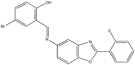 4-bromo-2-({[2-(2-fluorophenyl)-1,3-benzoxazol-5-yl]imino}methyl)phenol Struktur